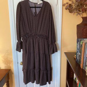 A Beautiful Soul Polka Diamond Black & Red Retro Midi Dress NWOT